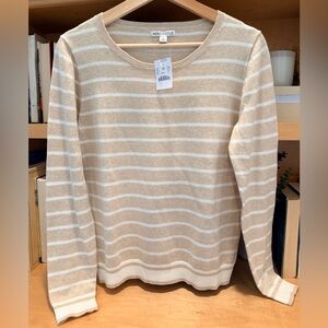 J.Crew Womens S Peyton Striped Crewneck Sweater 100% Cotton Natural Fibers NWT